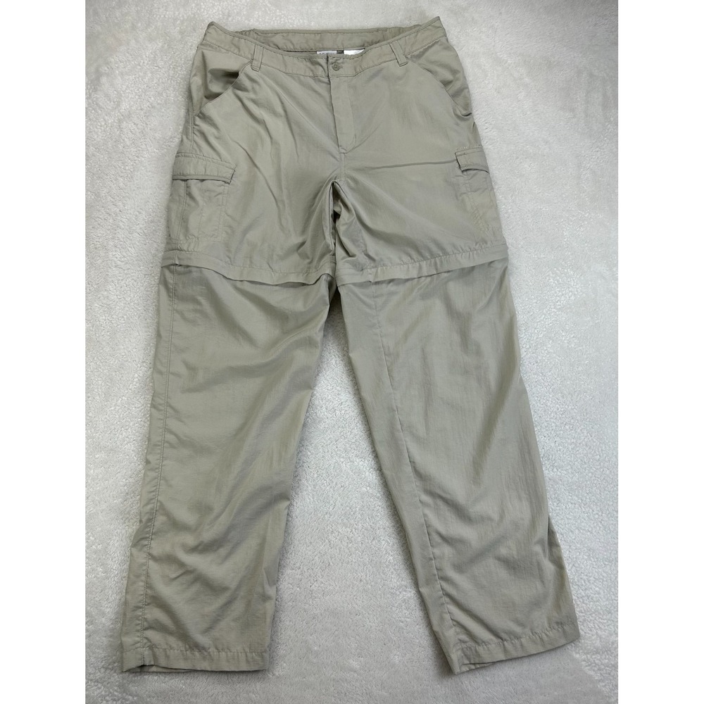 Columbia Cargo Convertible Pants Womens L Beige PFG Zip Off Regular Fit Hiking